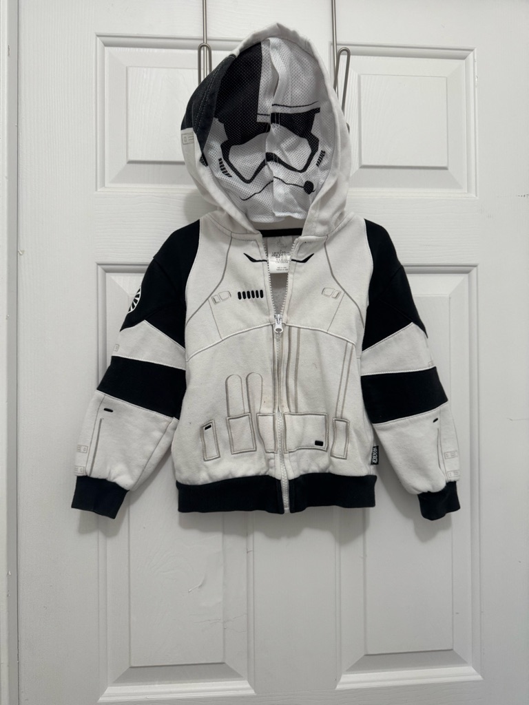 Disney Kids Stormtrooper Hooded Zip-Up Sweatshirt - White & Black